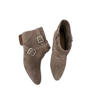 Sole Society Taupe Suede Side Zip Ankle Booties